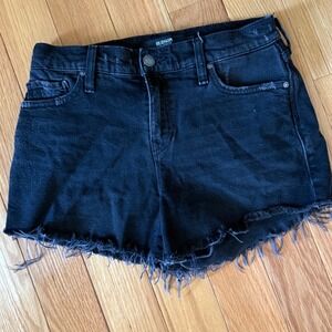 Hudson Los Angeles‎ Gemma Black Denim Cutoff Shorts, Raw Hem, Women's size 27